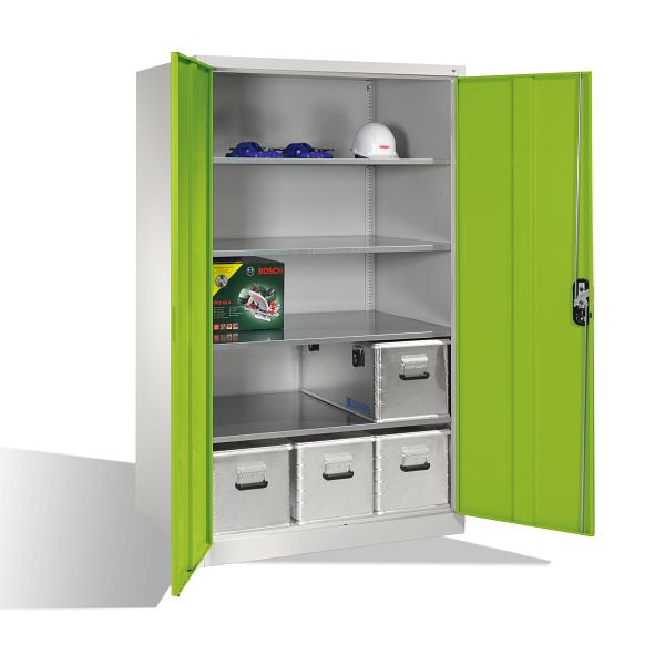 C+P Werkzeugschrank Acurado, H1950xB1200xT800mm, Farbe: Lichtgrau / Viridingrün, Muldengriff, 8934-00 S10275