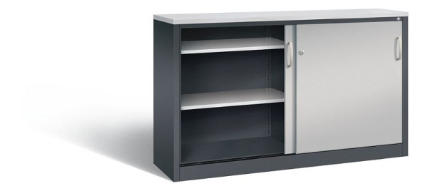C+P Sideboard mit Schiebetüren Acurado, H1000xB1600xT400mm, Farbe: Schwarzgrau / Weißaluminium, Bügelgriff, 2146-00 S10161