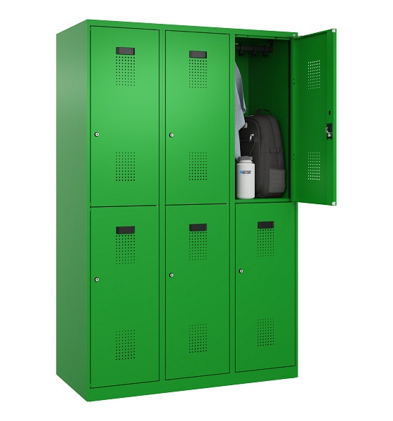 C+P Doppelstöckiger Spind Evolo PLUS, 6 Fächer, 1850x1200x500mm, 6037/6037, Zylinderschloss, 049300-32 S10053