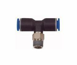 Riegler T-Steckverschraubung, drehbar, Außengewinde konisch mit Gewindebeschichtung, 109491