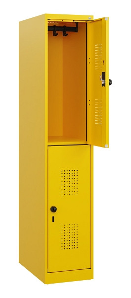 C+P Doppelstöckiger Spind Evolo PLUS, 2 Fächer, 1530x300x500mm, 1023/1023, Drehriegel, 0493005-10 S10027