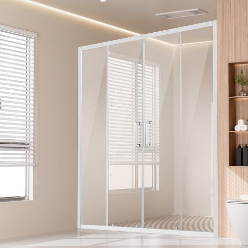 VEVOR Duschtür Schiebetür 1469-1499x1778 mm, doppelte Glasschiebetür, 6 mm klares gehärtetes Glas, Edelstahlbeschläge, DBKSMTLYSM6MDOGXSV0