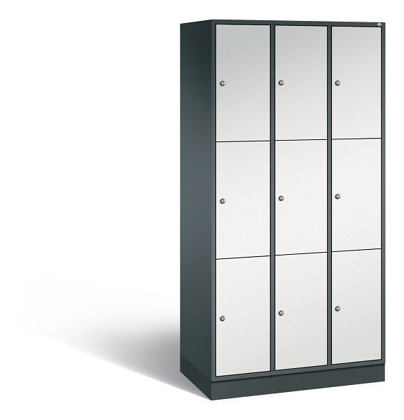C+P Schließfachschrank Intro, 9 Fächer, H1950xB920xT490 mm, Anthrazit/Grau, 8370-301 S10079
