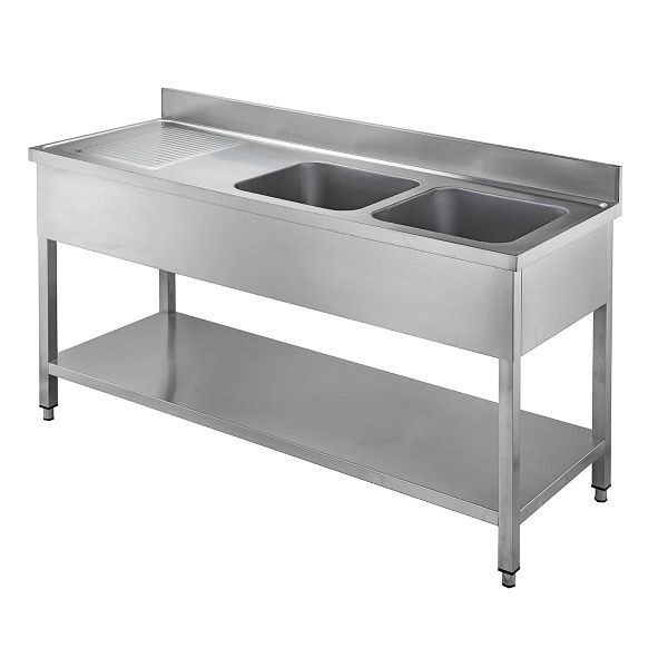 Vaiotec TOPLINE Spültisch 600 / 2 Becken rechts + Abtropffläche L: 1600 mm, 10443