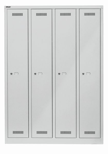 Bisley MonoBloc Garderobenschrank, 4 Abteile, je 1 Fach, lichtgrau, ML11Q1645