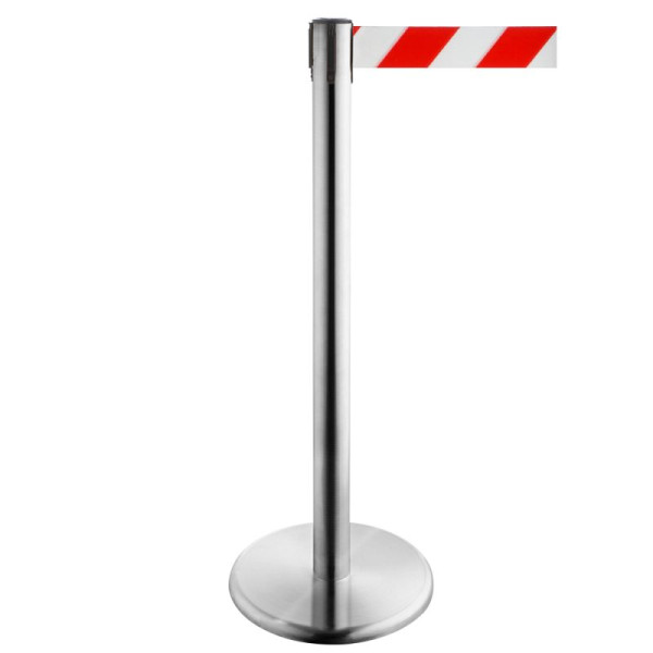 Stein HGS Personenleitsystem -P-LINE Future-, Edelstahl, rot/weiß diagonal (schraffiert), mit Gurtendstück (Standard), Gurtlänge: 2,3 m, 12798-1302