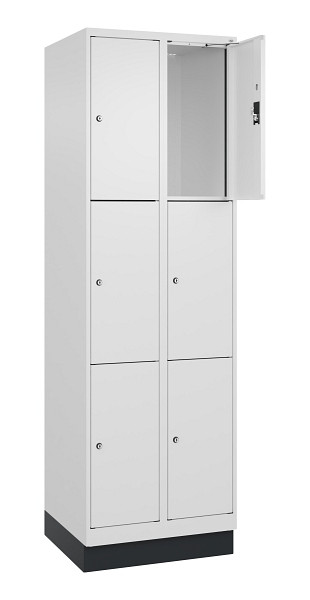 C+P Schließfachschrank Evolo PLUS, mit Sockel, 6 Fächer, 1950x600x500mm, 9016/90, 049020-203 S10020