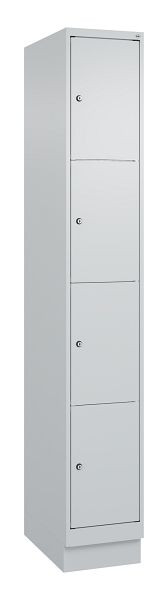 C+P Schließfachschrank Classic PLUS, Sockel, 1950x300x500mm, 7035/7035, mit 4 Fächern, 080020-104 S10009
