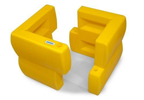 DENIOS Pfeiler-Schutzprofil 160 (Pfeiler bis 160x160 mm) aus PE, gelb, 360 x 360 x 500 mm, Set = 2 Stück, 180-163