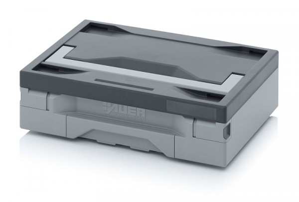 Auer Toolboxen Pro, 40 x 30 x 12 cm, Box hellgrau, Deckel dunkelgrau, TB 4311 F5