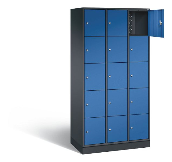 C+P Schließfachschrank Intro, H1950xB920xT490mm, Farbe: Schwarzgrau / Enzianblau, 8570-301 S10083