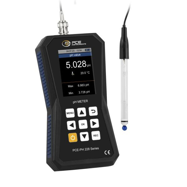 PCE Instruments Hochpräzises pH-Messgerät inkl. pH-Sonde für höhere Temperaturen bis 100°C, PCE-PH 228HTE