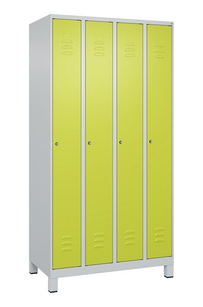 C+P Umkleidespind Classic PLUS, Füße, 4 Abteile, 1950x1000x500mm, 7035/0024, Zylinderschlösser, 080010-49 S10025