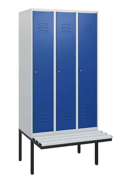 C+P Umkleidespind Classic PLUS, 3 Abteile, 1950x900x815mm, 7035/5010, Zylinderschlösser, 0800405-30 S10048