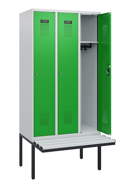 C+P Spind Evolo PLUS, 3 Abteile, 1950x900x815mm, 7035/6037, Zylinderschloss, Material Sitzfläche Kunststoff, 0490405-30 S10092