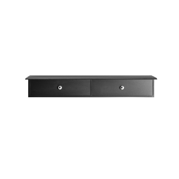 SoBuy Wandregal mit zwei Schubladen 63.5x15x10 cm, Rustikal, FRG43-SCH