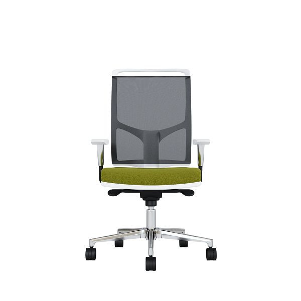 Bisley Bürodrehstuhl Zed, Weißes Kunststoff, Höhenverstellbare Armlehnen, Fußkreuz und Armlehnen aus Aluminium, NE0426 wiesengrün, ZEDALLWNE0426