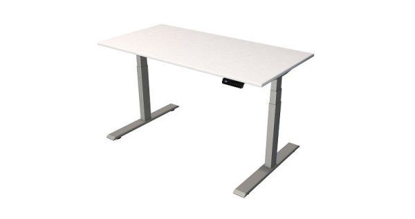 Kerkmann Sitz-/Stehtisch Home office B 1400 x T 700 mm, elektrisch höhenverstellbar von 630-1270 mm, weiß/silber (Montage), 10189110