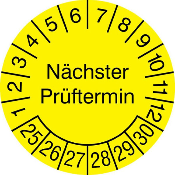 Stein HGS Prüfplaketten ohne Jahresfarbe (6 Jahre), Folie, Ø 30 mm, 2025-2030, 31.c7029-25