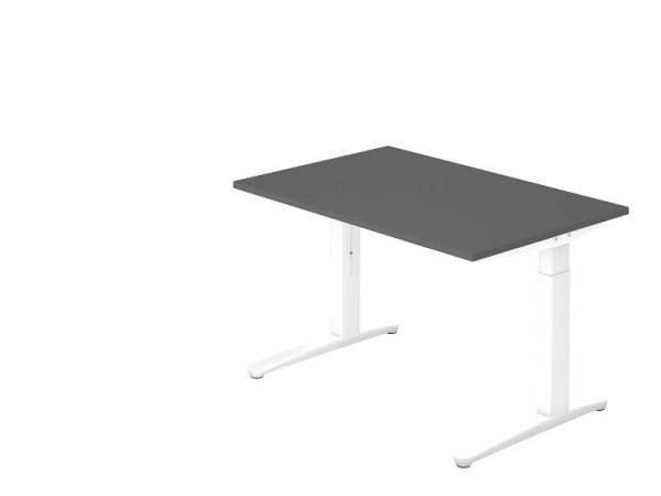 Hammerbacher Schreibtisch C-Fuß 120x80cm Graphit/Weiß, Rechteckform, VXB12/G/WW