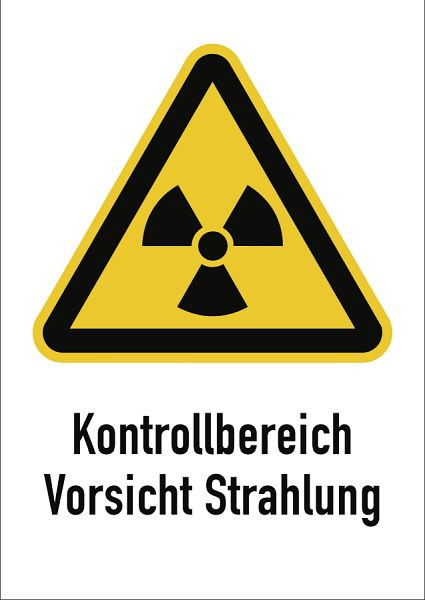 Moedel Kontrollbereich Vorsicht Strahlung, Kombischild, Aluminium, 210x297 mm, 59301