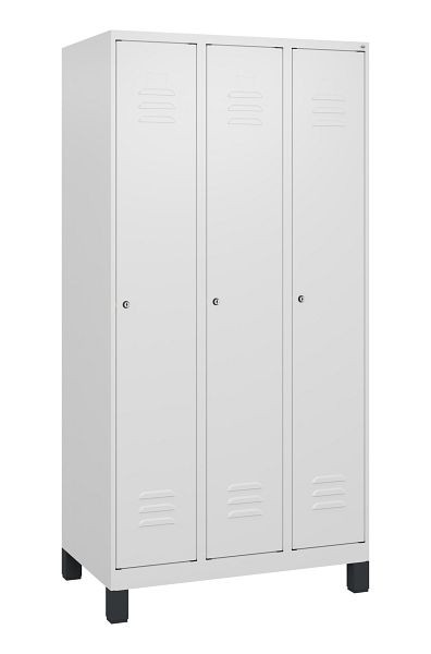 C+P Umkleidespind Classic PLUS, Füße, 3 Abteile, 1800x900x500mm, 9016/9016, Zylinderschlösser, 0800107-30 S10029