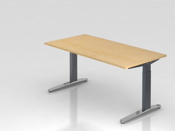 Hammerbacher Schreibtisch C-Fuß 160x80cm Ahorn/Graphit (Poliert), Rechteckform, VXB16/3/GC