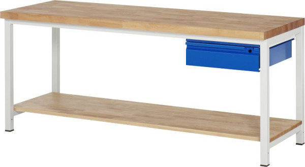 RAU Werkbank 8001I7, B2000xT700xH840-1040mm, Ablageboden Buche, 1xSchublade-TA, 03-8001I7-207R4H.11