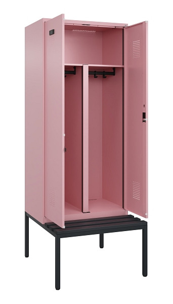 C+P PSA Doppel-Spind Evolo PLUS, Bank, 2 Abteile, 2120x800x815mm, 3015/3015, Zylinderschloss, Sitzfläche Kunststoff, Sitzbank, 0490527-22P S10104