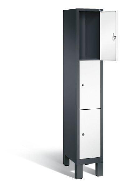 C+P Schließfachschrank Evolo, H1850xB320xT500mm, Farbe: Schwarzgrau / Verkehrsweiß, 48010-103 S10094