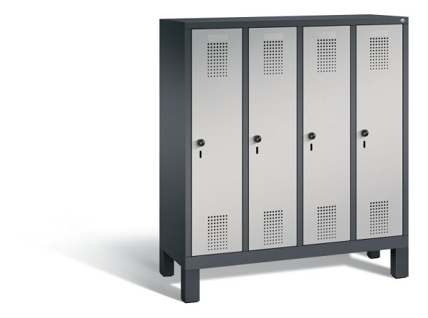 C+P Kindergarten-Spind Evolo, H1350xB1190xT300mm, Farbe: Schwarzgrau / Weißaluminium, 480103-40 S10045