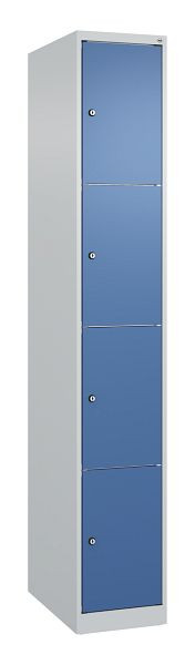 C+P Schließfachschrank Classic PLUS, 1850x300x500mm, 7035/5023, mit 4 Fächern, 080000-104 S10005