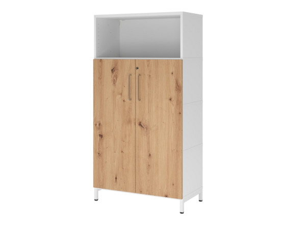 Hammerbacher Regal/Türen, 4OH, Sockel, weiß/asteiche, VFW48T3KU/W/R/BS