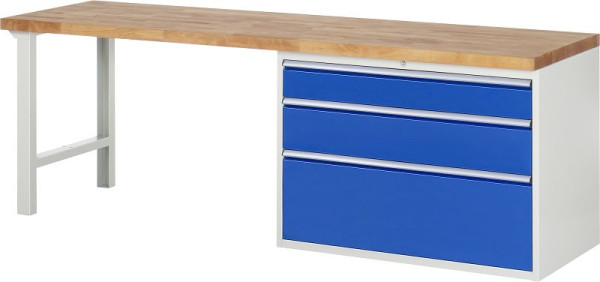 RAU Werkbank Serie 7000 - Modell 7708, B2500 x T700 x H890 mm, Systemunterbau B2500 x T650 x H850 mm, 03-7708A1-257B4M.11