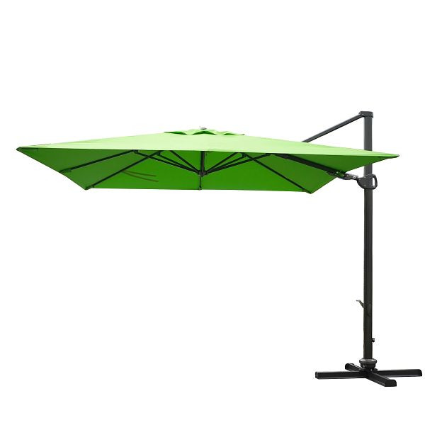 Mendler Gastronomie-Ampelschirm HWC-A39, 3x3m (Ø4,24m) schwenkbar drehbar, Polyester/Alu 31kg, grün ohne Ständer, 59351