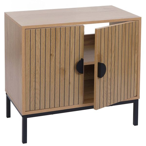 Mendler Waschbeckenunterschrank HWC-O42, Schrank Badezimmer Badschrank mit 2 Türen, MDF Melamin 62x63x35cm, Holzoptik natur, 112172