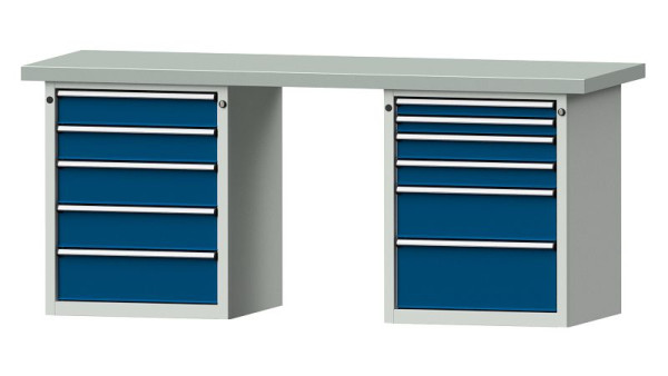 ANKE Werkbänke Kombiwerkbank, Modell 841 V, 2000 x 700 x 850 mm, RAL 7035/5010, ZBP 50 mm, 415.126