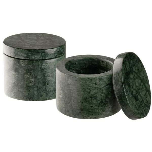 APS Dose MINERA - Marmor, Ø 6 cm, Höhe 5 cm, 40 ml, grün, Unikat (Farb + Form kann minimal abweichen), VE: 2er-Set, 15919