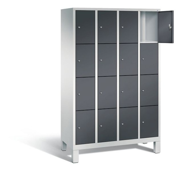 C+P Schließfachschrank Evolo, H1850xB1190xT500mm, Farbe: Lichtgrau / Schwarzgrau, 48010-404 S10056