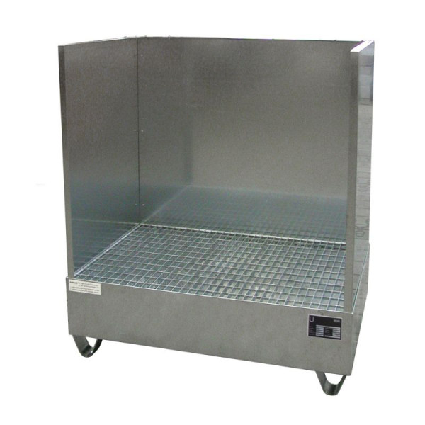 STEIN HGS Auffangwanne Serie 2000/SW, mit Spritzschutzwand, 215 Liter, ohne Farbe, feuerverzinkt, Höhe 1360mm, feuerverzinkt, 4x200 Liter Fass, 79195.0012