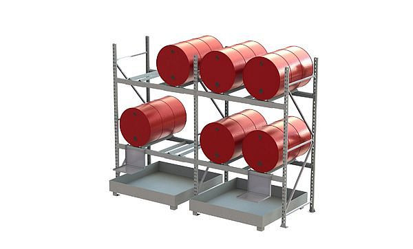 Meta MINI-RACK Fassregal GR mit Auffangwanne für 200 Liter, 20068534