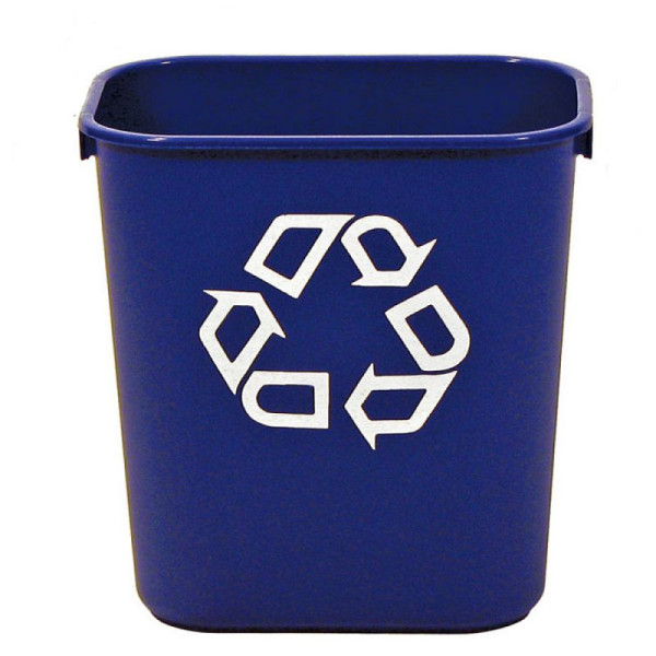 Stein HGS Papierkorb -Square- Rubbermaid, Blau mit Recyclingsymbol, 12207