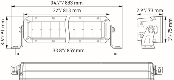 HELLA LED-Fernscheinwerfer, Black Magic Double Row Lightbar 30", 12/24V, 7900lm, doppelte Ausführung, 45, Anbau, ECE, glasklar, 2000mm, 1FJ 358 196-411