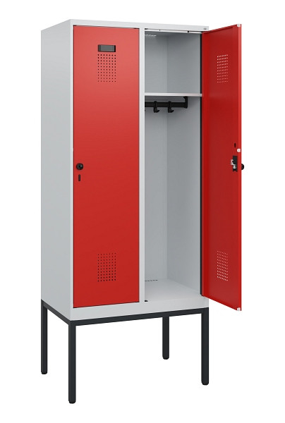 C+P Spind Evolo PLUS, Gestell, 2 Abteile, 1950x800x500mm, 7035/3020, Drehriegel, 0490305-22 S10005
