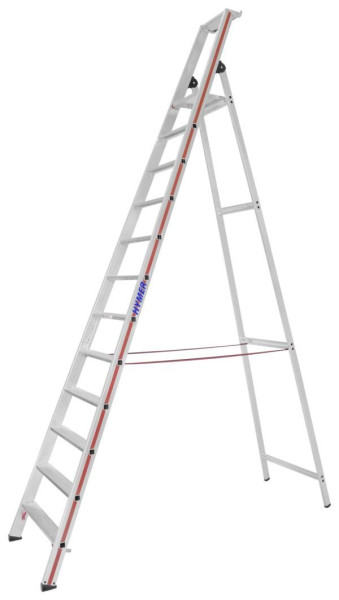 HYMER Stufenstehleiter mit Plattform, einseitig begehbar, 12 Stufen, Länge 3,70 m, Standhöhe: 2,78 m, 802612