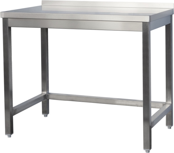 A&S Gastro Edelstahl Arbeitstisch mit Aufkantung verschweißt, Tiefe 600mm, ohne Grundboden, AISI 304, 1000 x 600 x 850 mm, ARTA106
