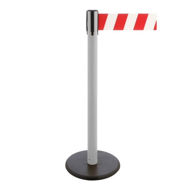 Stein HGS Personenleitsystem -P-Line Premium-, weiß, rot/weiß diagonal (schraffiert), mit Gurtendstück (Standard), Gurtlänge: 3,8 m, 34241m-1302