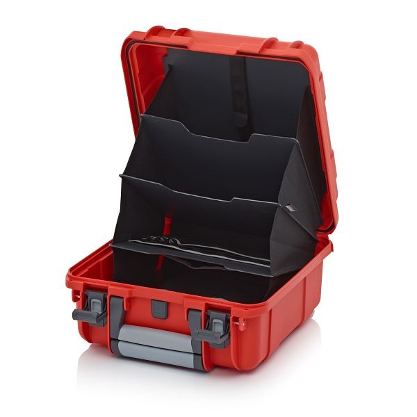 Auer Schutzkoffer Pro Trolley, Blutorange, ohne Schloss, Fächereinsatz (Büroeinsatz Band grau), CP 4422 B2-2002