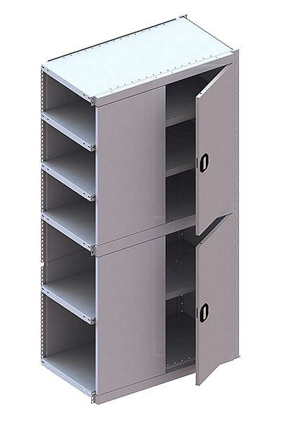 Meta CLIP 100 AR Modul 2000x1000x500 mm, RAL 7035, Bodenanzahl: 6, inkl. Vollwandseitenrahmen, Rückwand und 1/2 Tür (1000mm), 20067911