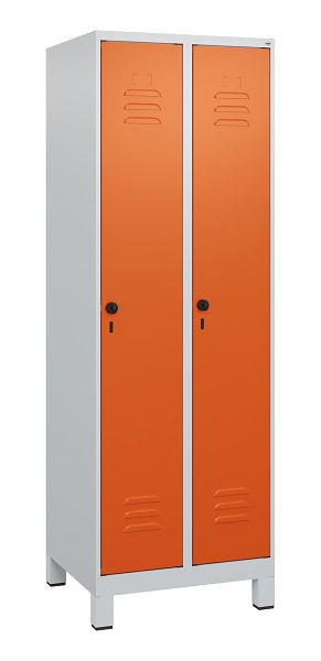 C+P Umkleidespind Classic PLUS mit Mitteltrennwand, Füße, 2 Abteile, 1800x600x500mm, 7035/2004, Drehriegel, 0800107-20F S10030